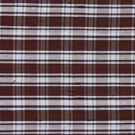 Chocolate Plaid Shantung/ Dupioni
