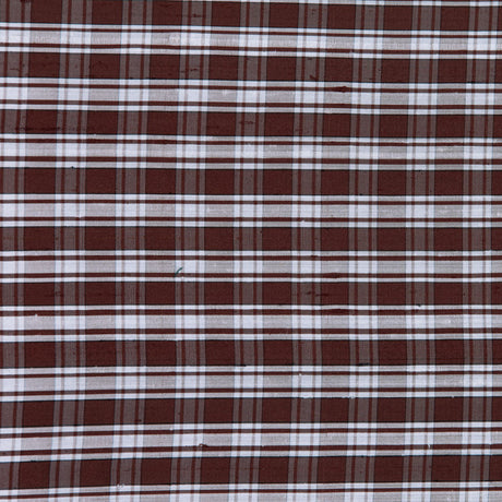 Chocolate Plaid Shantung/ Dupioni