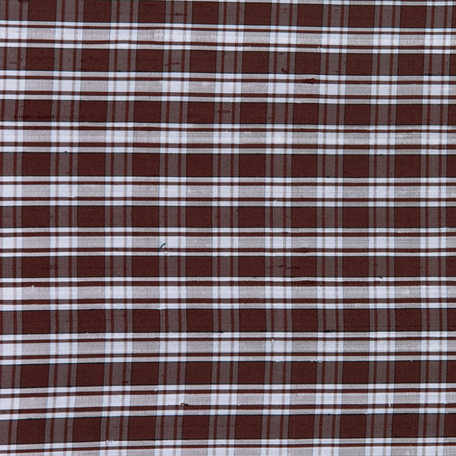 Chocolate Plaid Shantung/ Dupioni