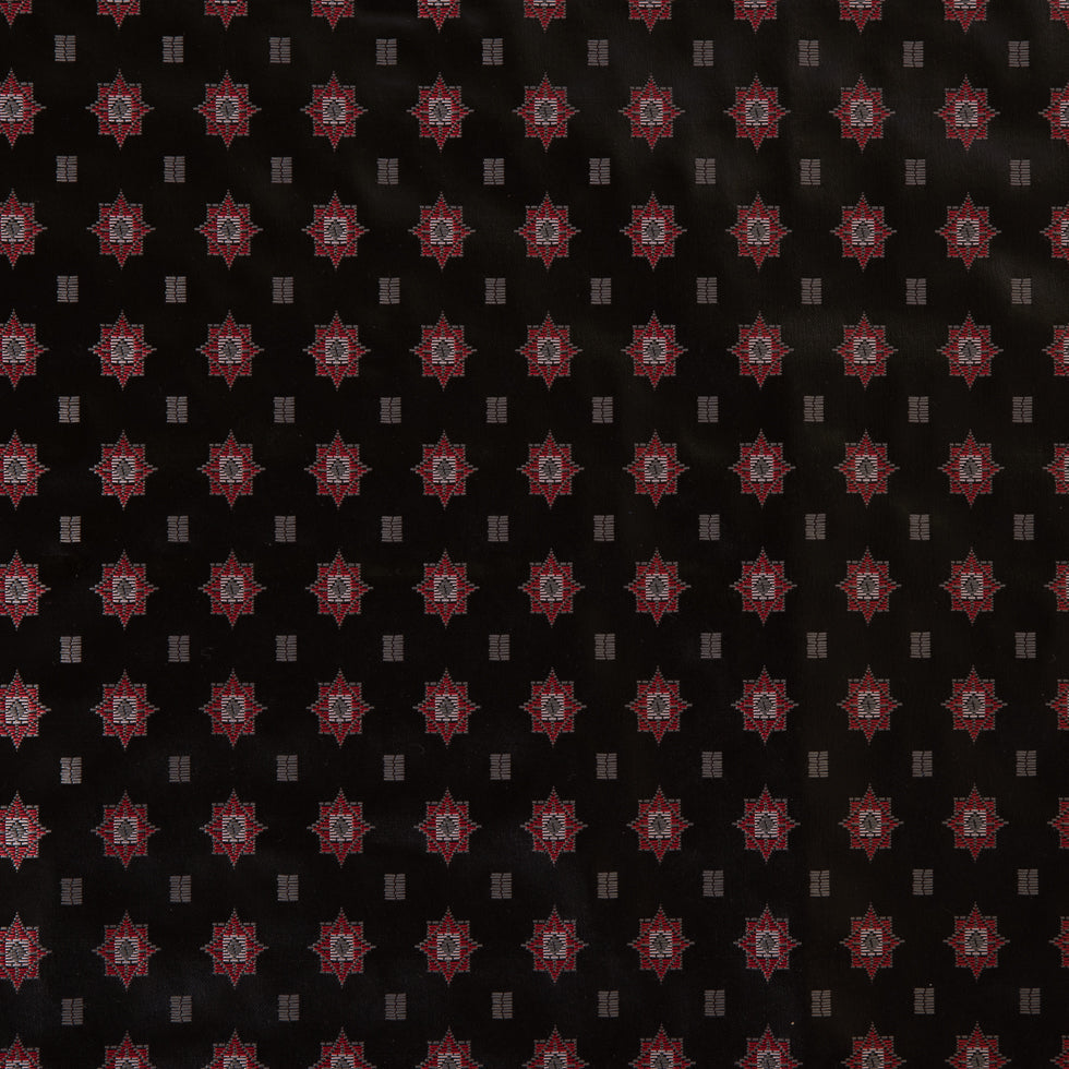 Famous Designer Black and Red Laminated Woven