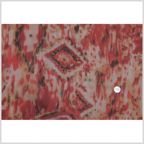 Oscar de la Renta Deep Coral Ikat Silk Organza