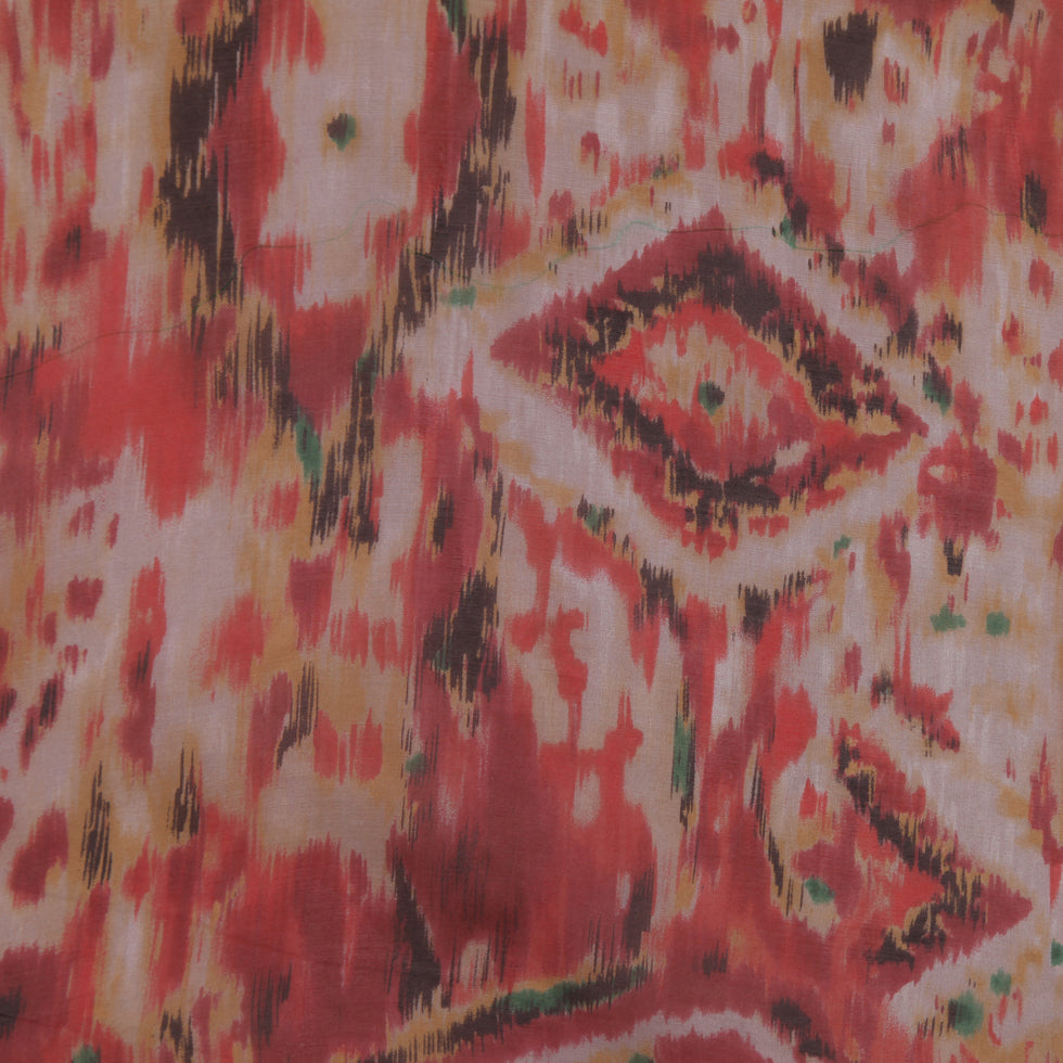 Oscar de la Renta Deep Coral Ikat Silk Organza