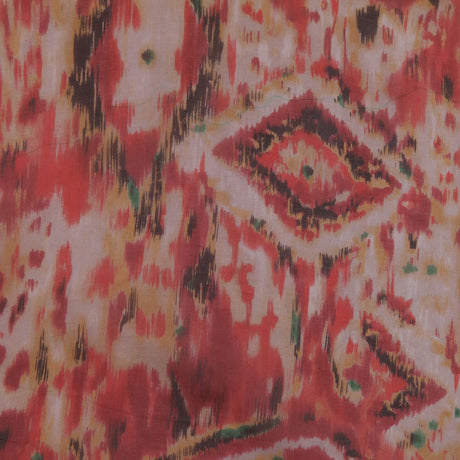 Oscar de la Renta Deep Coral Ikat Silk Organza