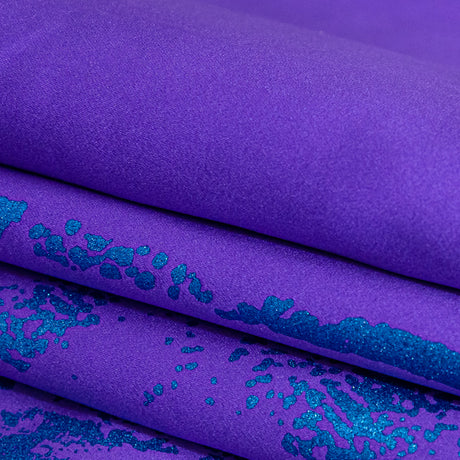 Purple Duchesse Satin with Space Cadet Striped Border Print