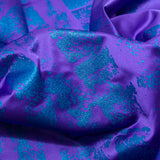 Purple Duchesse Satin with Space Cadet Striped Border Print