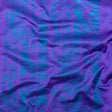 Purple Duchesse Satin with Space Cadet Striped Border Print