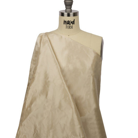 Cream Stiff Silk Satin with Metal Threads