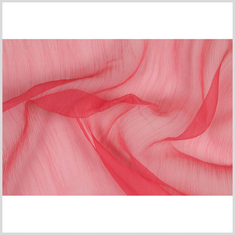 Oscar de la Renta Coral Pink Crinkled Silk Organza