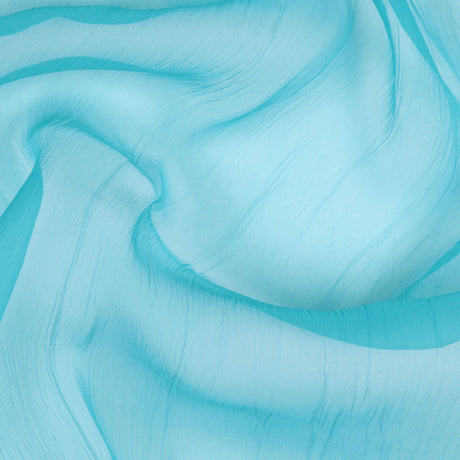 Oscar de la Renta Pool Blue Crinkled Silk Organza