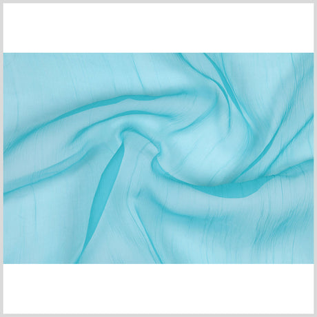 Oscar de la Renta Pool Blue Crinkled Silk Organza