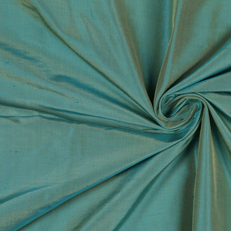 Silk Shantung - Iridescent Turquoise and Yellow - Shantung Collection