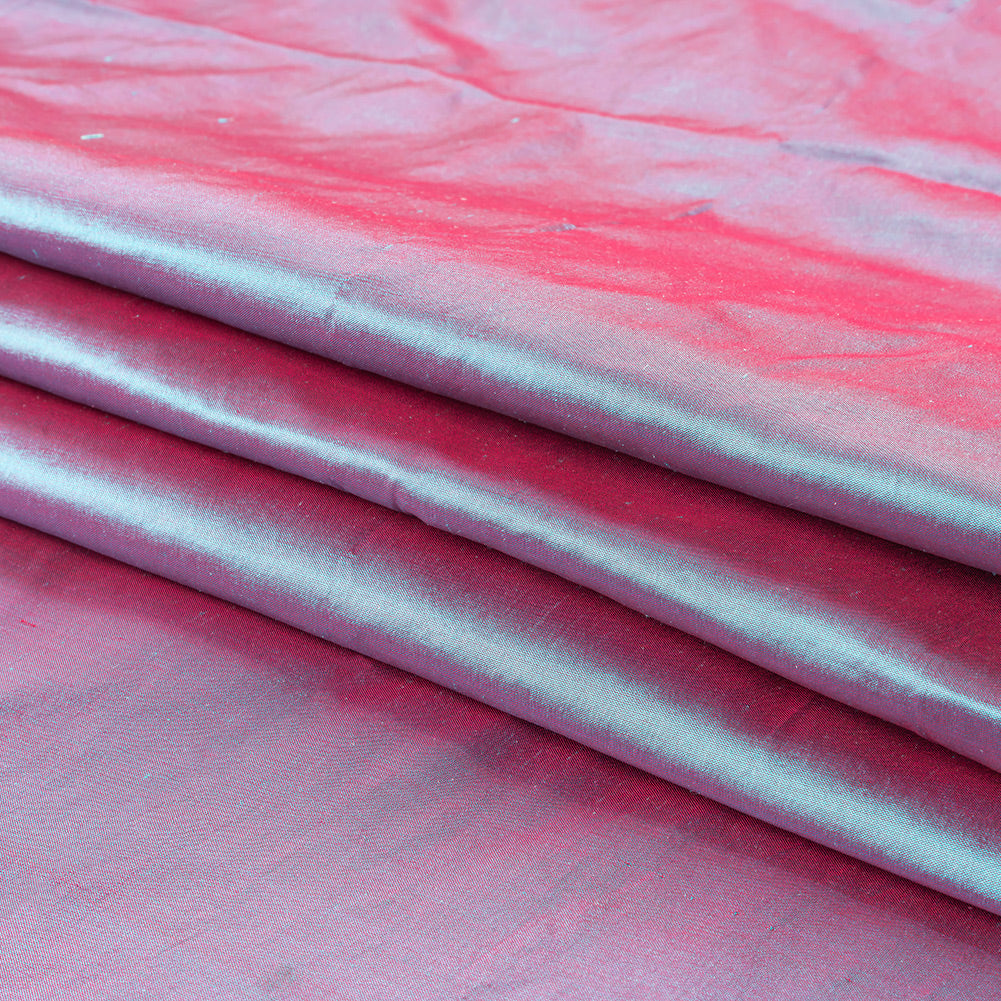 Iridescent Sky Blue and Magenta Silk Shantung