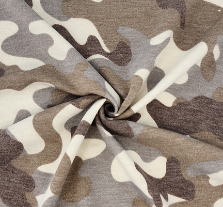 French Terry 1D1237 Taupe Polyester Rayon Spandex Fabric - Taupe, Solid, 58/60" Width
