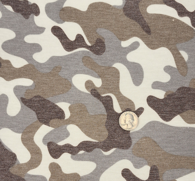 French Terry 1D1237 Taupe Polyester Rayon Spandex Fabric - Taupe, Solid, 58/60" Width