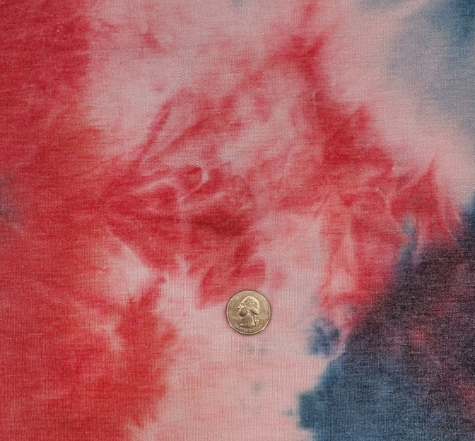 French Terry TD1009 Polyester Rayon Spandex Fabric - Red/Coral/Indigo, 58/60" Width