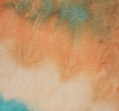 French Terry TD1009 Polyester Rayon Spandex Fabric - Turquoise/Beige/Rust, 58/60" Width