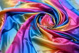 Rainbow Charmeuse Satin Fabric - Multi Color Ombre, 58/60" Width (1 Yard)