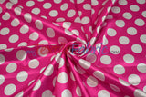 Polka Dot Charmeuse Satin Fabric - 58/60" Width, Multiple Colors, 1.5" Dots (1 Yard)