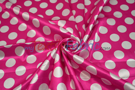 Polka Dot Charmeuse Satin Fabric - 58/60" Width, Multiple Colors, 1.5" Dots (1 Yard)