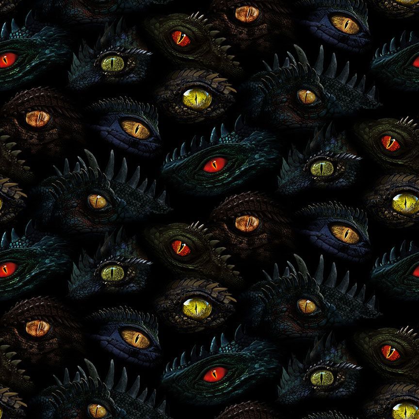 Cotton Dragon's Eyes Fabric Black 44/45"