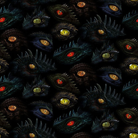 Cotton Dragon's Eyes Fabric Black 44/45"