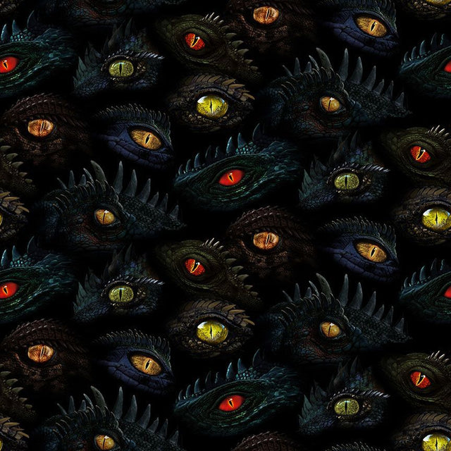 Cotton Dragon's Eyes Fabric Black 44/45"