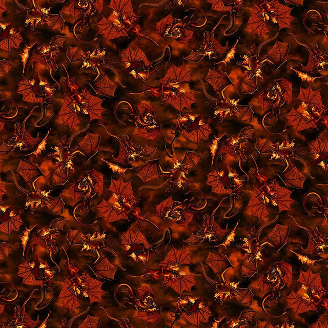 Cotton Print Flame Dragon Fire Battle Fabric 44/45"