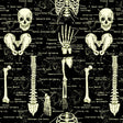 Cotton Glow in the Dark Skeletons Fabric Black 44/45"
