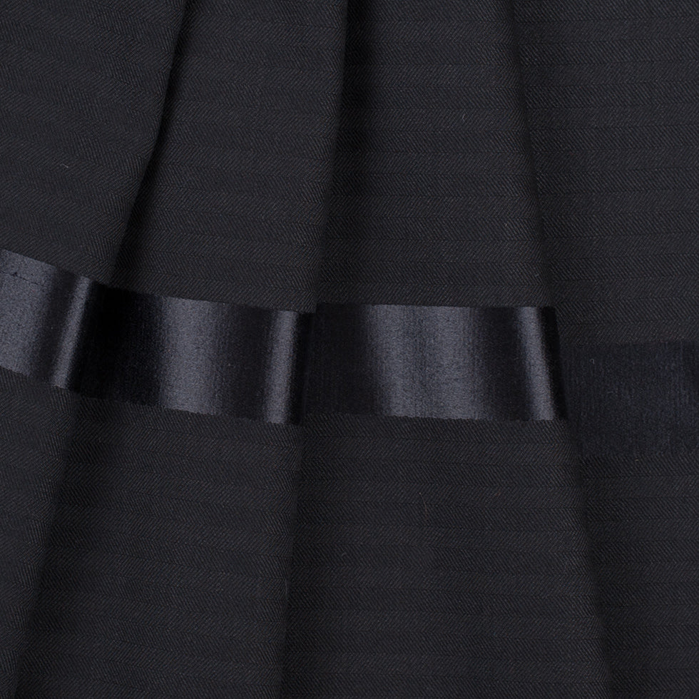 Black Herringbone Wool Suiting