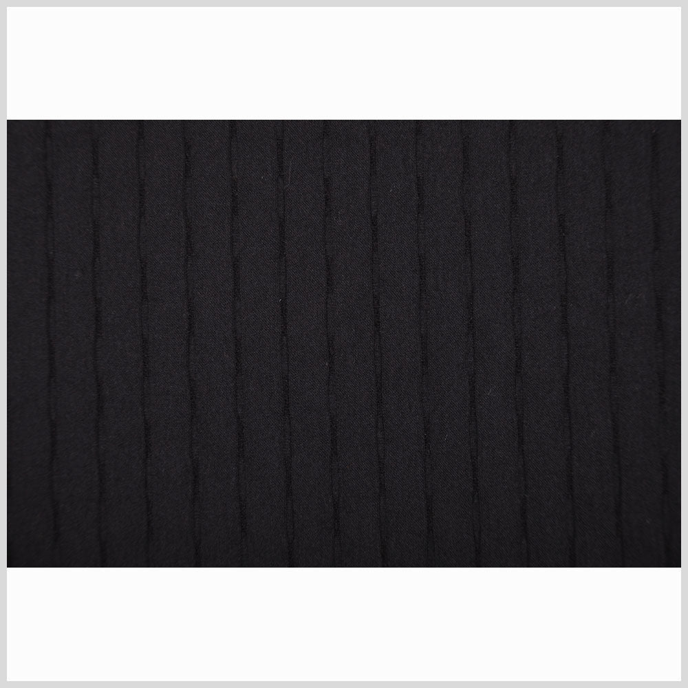 Italian Black Stretch Wool-Rayon Suiting