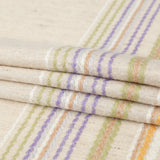 Italian Almond Milk Wool Woven Panel with Multicolored Stripes