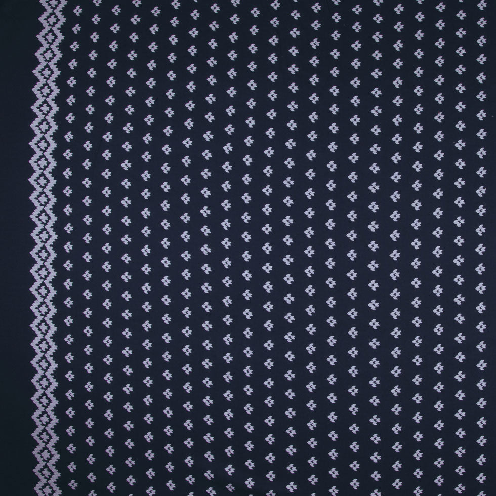 Italian Famous NYC Designer Border Printed Wool-Rayon Woven