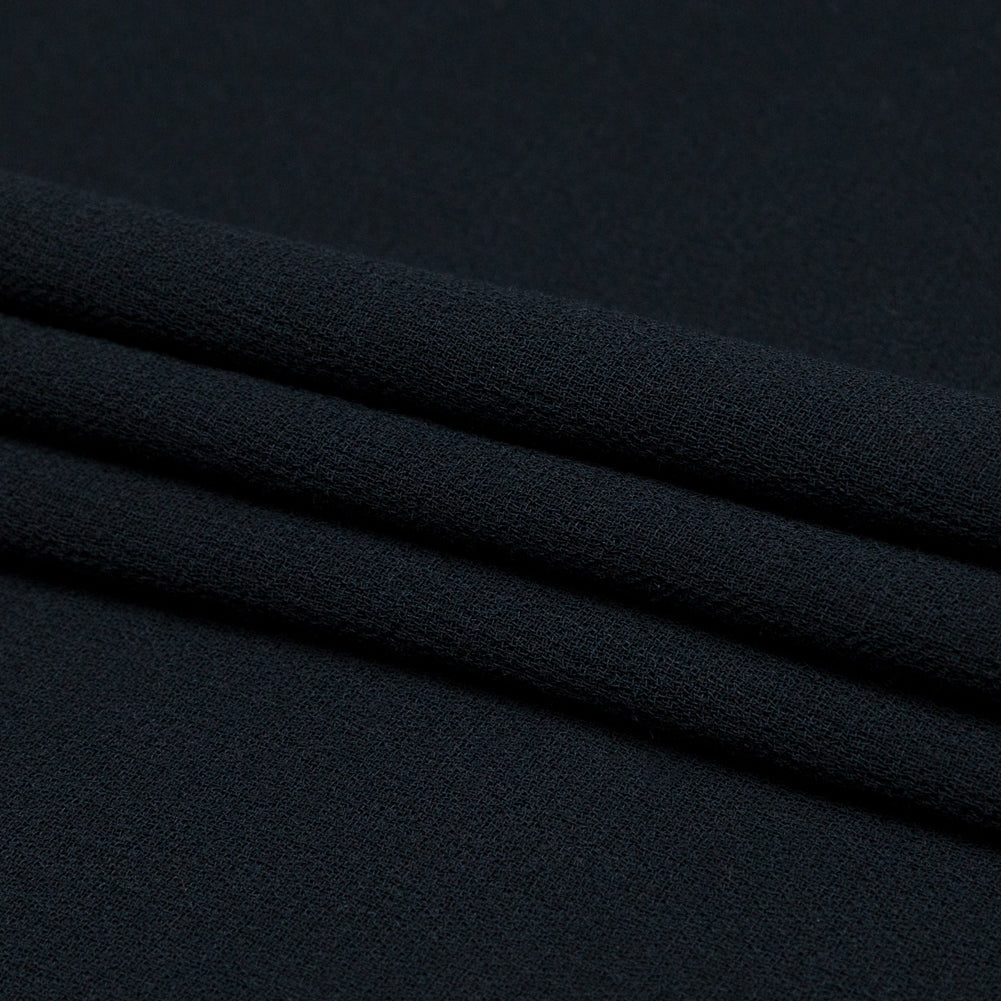 Italian Midnight Navy Creped Wool Double Cloth