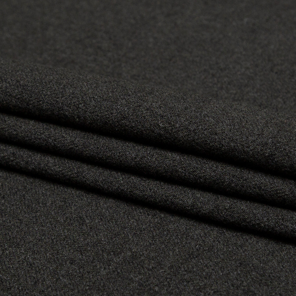 Donna Karan Italian Olive Herringbone Stretch Brushed Wool Woven