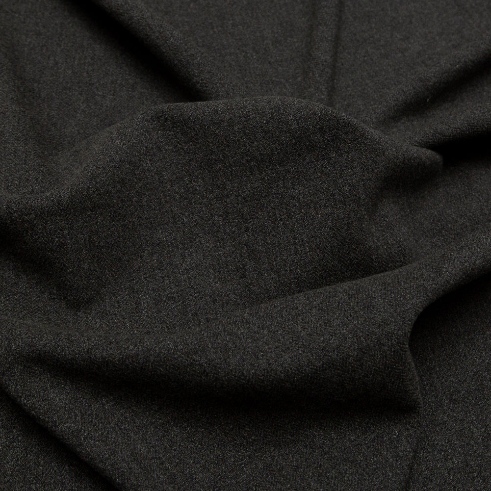 Donna Karan Italian Olive Herringbone Stretch Brushed Wool Woven