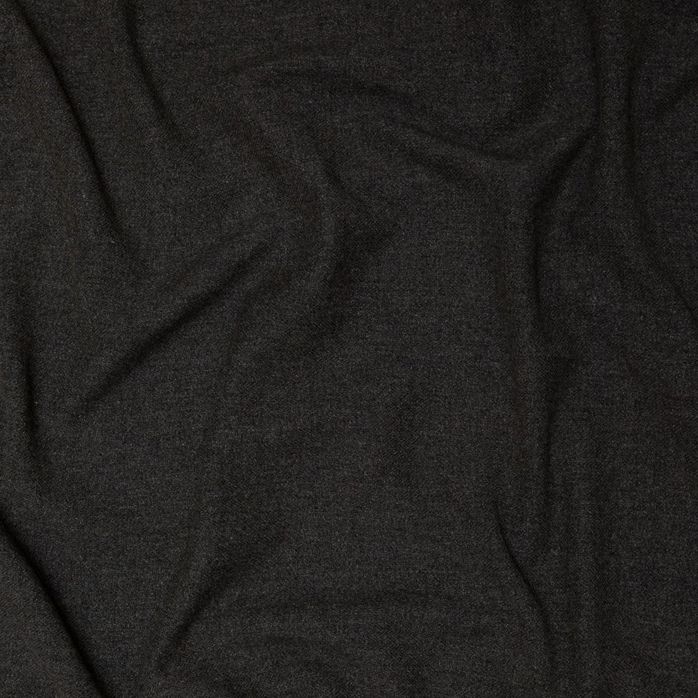 Donna Karan Italian Olive Herringbone Stretch Brushed Wool Woven