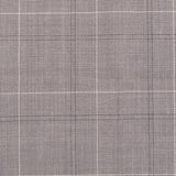 Italian Steeple Gray, White and Black Tattersall Windowpane Check Wool Dobby Suiting