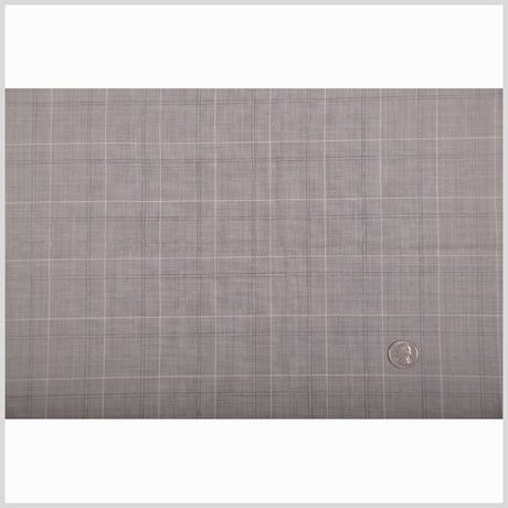 Italian Steeple Gray, White and Black Tattersall Windowpane Check Wool Dobby Suiting