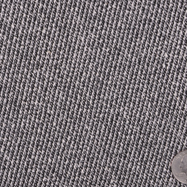 Italian Black, White and December Sky Heathered Wool Twill