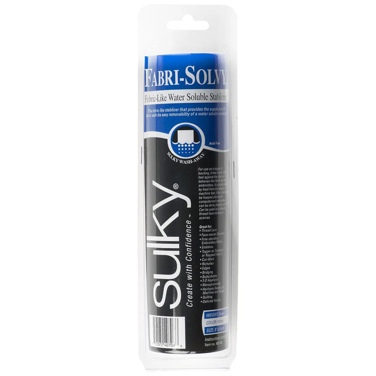 Washaway Stabilizer White 8in x 9yds