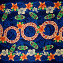 Rayon Fabric Rings of Polynesia Print