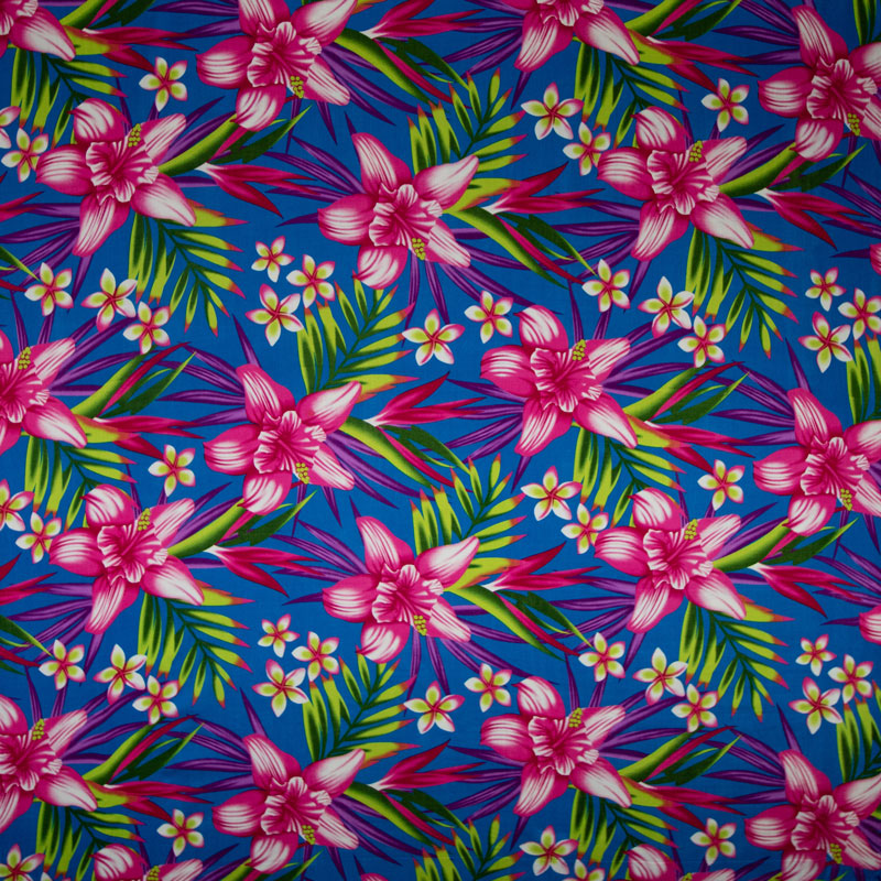 Rayon Tropical Floral Palm Leaves Fabric
