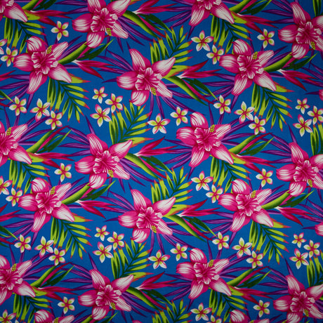 Rayon Tropical Floral Palm Leaves Fabric