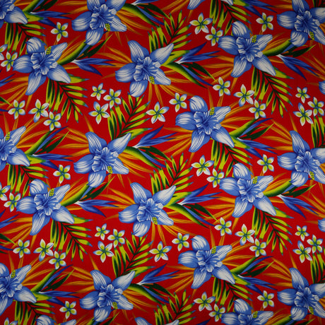 Rayon Tropical Floral Palm Leaves Fabric