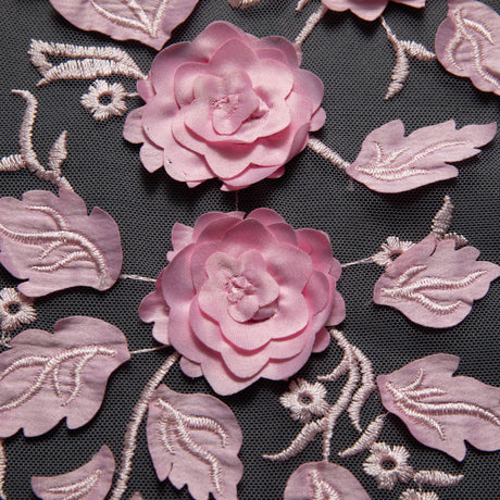 1 Yard Luxury Embroidered Tulle Lace with Appliqué 3D Floral Pattern, 58 Inch Wide Decorative Fabric