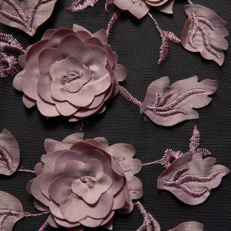 1 Yard Luxury Embroidered Tulle Lace with Appliqué 3D Floral Pattern, 58 Inch Wide Decorative Fabric