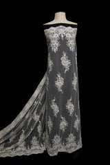 1 Yard Embroidered Tulle Lace Fabric 50/52" Wide, Elegant Exquisite Design for Dressmaking & Decor