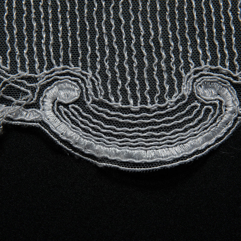1 Yard Tulle Lace Fabric with Embroidery and Tape Work, 52" Wide
