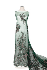 1 Yard Premium Floral Embroidered Lace with Beads & Sequins 50/52" Wide Polyester Mesh for Formalwear
