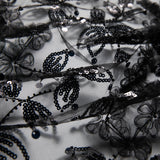 1 Yard Designer Tulle Lace Fabric with Intricate Tape Work and Floral Motif – 52" Wide